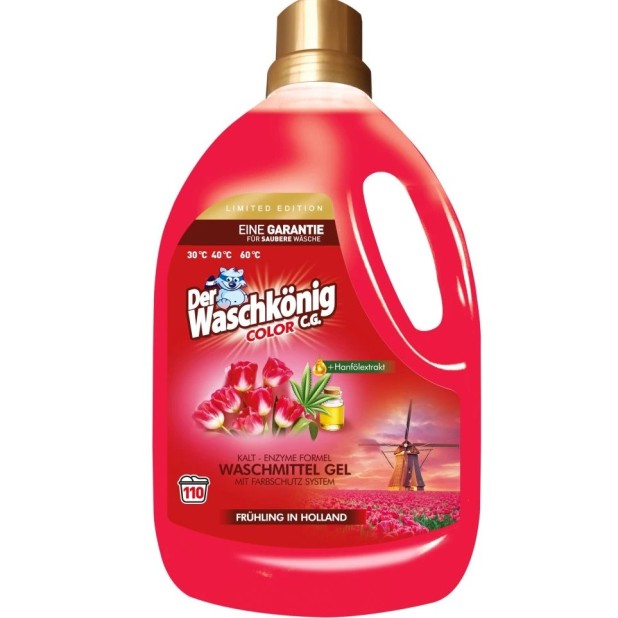 WaschKönig prací gel Color Spring Holland s konopným olejem 110 WL 3,3l