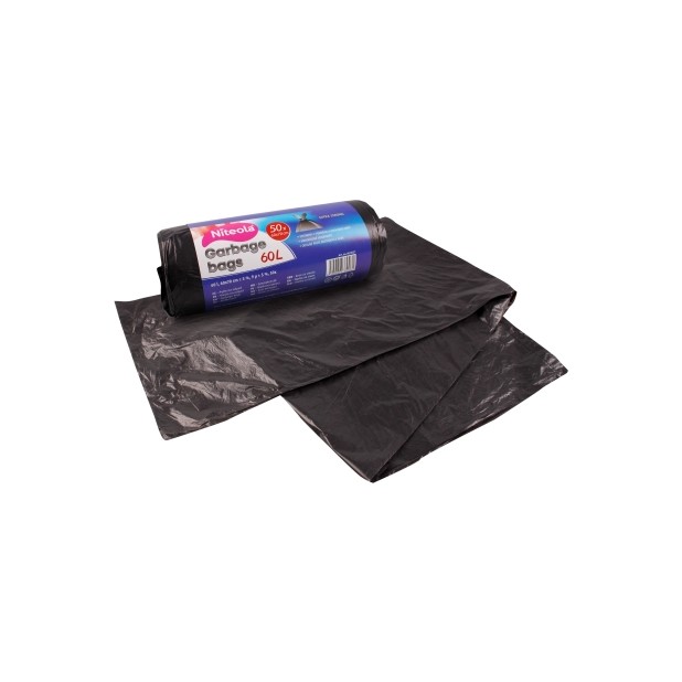 HDPE sáčky na odpadky Niteola pevné rolované 60 L černé 50ks