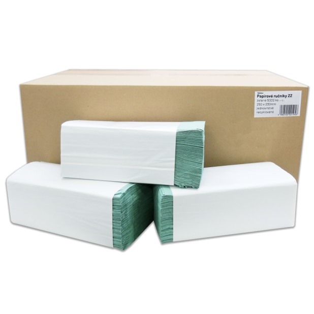 Ručníky papírové skládané Z-Z Standard 1-vrstvé zelené, 5000ks