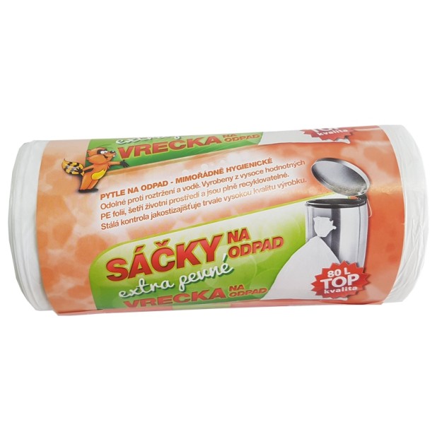 Sáčky na odpadky extra pevné HDPE TOP 80 L bílé 40ks