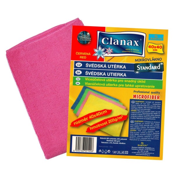 Švédská utěrka Clanax Standard 40x40cm 205g/m2 červená
