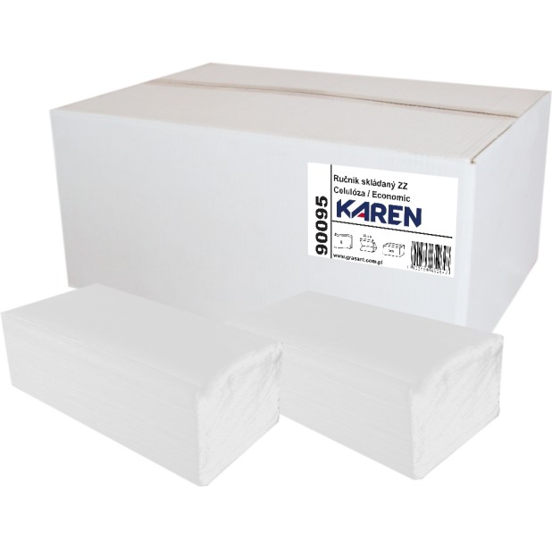 Ručníky papírové skládané Z-Z Karen Economic 2-vrstvé 25x21cm celulóza 3000ks
