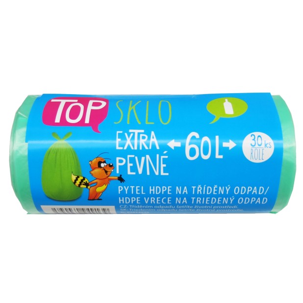 Pytel HDPE na tříděný odpad 60L, 30ks SKLO zelený