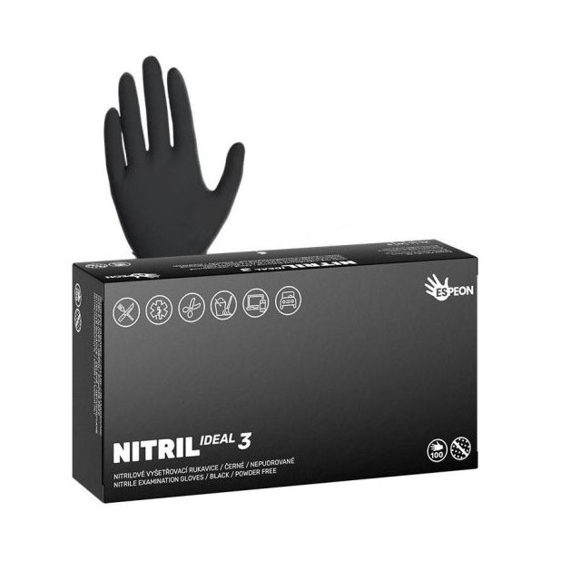 Rukavice jednoráz. Espeon NITRIL IDEAL3 100 ks černé vel. L