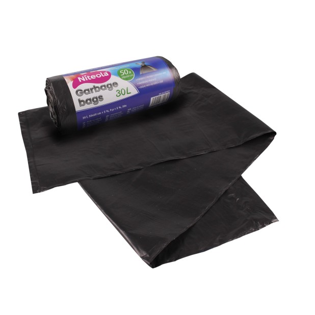 HDPE sáčky na odpadky Niteola pevné rolované 30 L černé 50ks