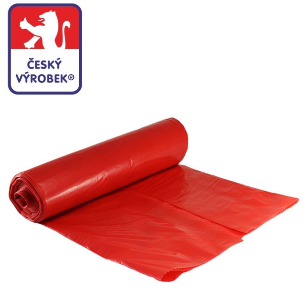 Pytel LDPE 120l, 70x110cm, 40mi červený, 25 ks/role