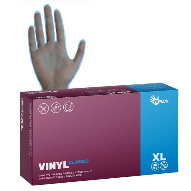 Jednorázové vinylové rukavice Espeon VINYL CLASSIC modré vel. XL box 100ks