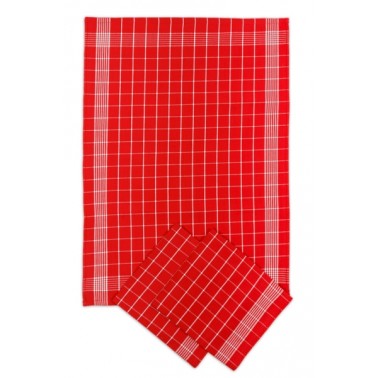Kuchyňské bavlněné utěrky 50x70cm červená-bílá 3ks