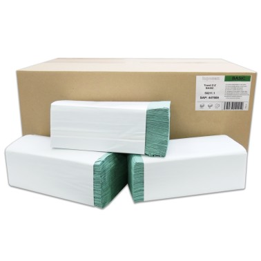 Ručníky papírové skládané INPOSAN Basic Z-Z 1-vrstvé zelené, 5000ks