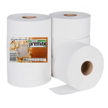 Toaletní papír JUMBO Premax 190 2-vrstvý 65% bílý, 130m, 6 rolí