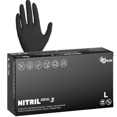 Jednorázové nitrilové rukavice Espeon NITRIL IDEAL3 černé vel. L box 100ks