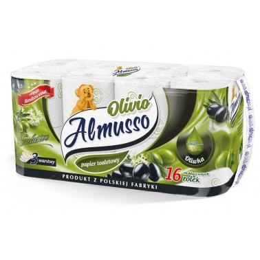 Toaletní papír Almusso Olivio 3-vrstvý s balzámem, 100% celulóza, 16 rolí