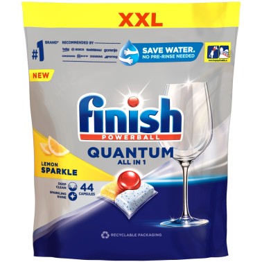 FINISH Quantum All in 1 Lemon Sparkle tablety do myčky, 44 ks