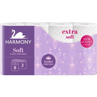 Toaletní papír Harmony Soft Flora Parfumes 3-vrstvý, 100% celulóza, 8 rolí