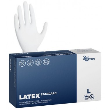 Jednorázové latexové rukavice Espeon LATEX STANDARD bílé, vel. L box 100ks