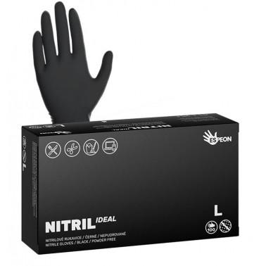 Jednorázové nitrilové rukavice Espeon NITRIL IDEAL černé vel. L box 100ks