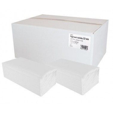 Ručníky papírové skládané Z-Z bílé 1-vrstvé 25x23cm celulóza 4000ks