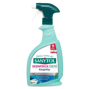 SANYTOL Professional KOUPELNY dezinfekční čistič vůně Eukalyptu 750 ml rozprašovač