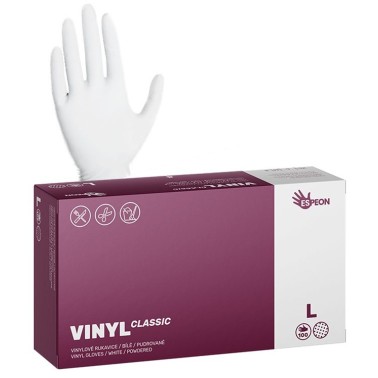 Jednorázové vinylové rukavice Espeon VINYL CLASSIC pudrované bílé vel. L box 100ks