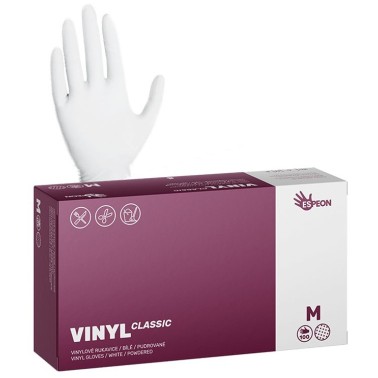 Jednorázové vinylové rukavice Espeon VINYL CLASSIC pudrované bílé vel. M box 100ks