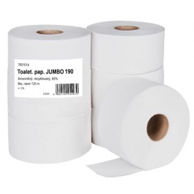 Toaletní papír JUMBO 190 2-vrstvý 65% bílý, 6 rolí