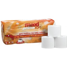 Toaletní papír PrimaSoft Maxi 10, 2-vrstvý, 500 útržků, 60m, 10 rolí