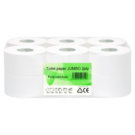 Toaletní papír JUMBO TOP 190, 2-vrstvý bílý celulóza, 12 rolí