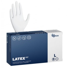 Jednorázové latexové  rukavice Espeon LATEX FIT pudrované bílé vel. L box 100ks
