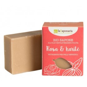 laSaponaria Tuhé olivové mýdlo BIO - Růžový olej a bambucké máslo 100 g