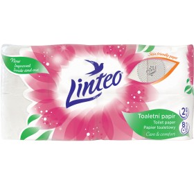 Toaletní papír Linteo 2-vrstvý bílý, 150 útržků, 8 rolí
