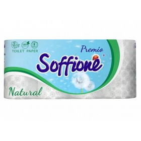 Toaletní papír Soffione Premio Natural, 3-vrstvý, 150 útržků, 8 rolí